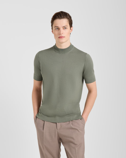 Smooth short sleeve mock neck |144933|