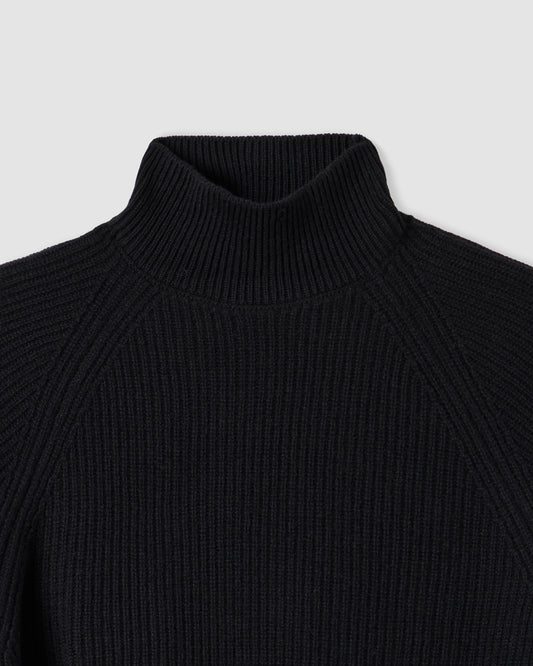 Long-sleeved raglan mock neck sweater BLACK | Filippo De Laurentiis