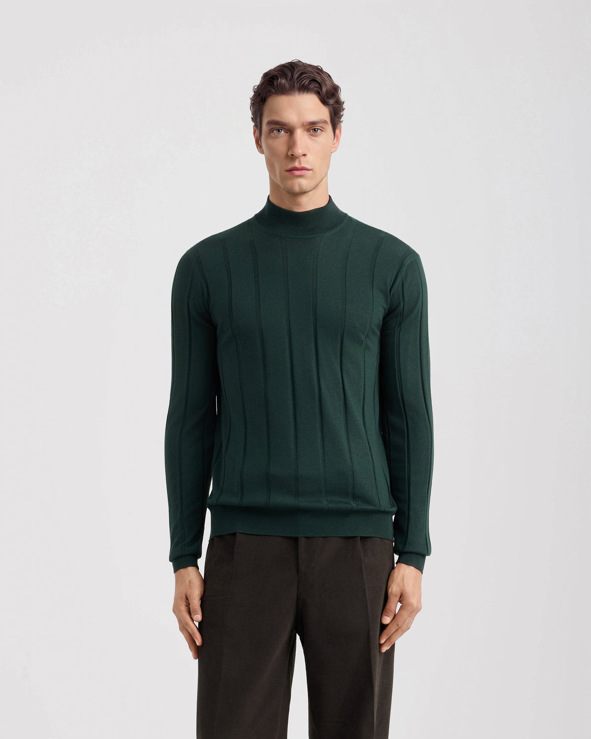 Mockneck sweater BOTTLE GREEN | Filippo De Laurentiis