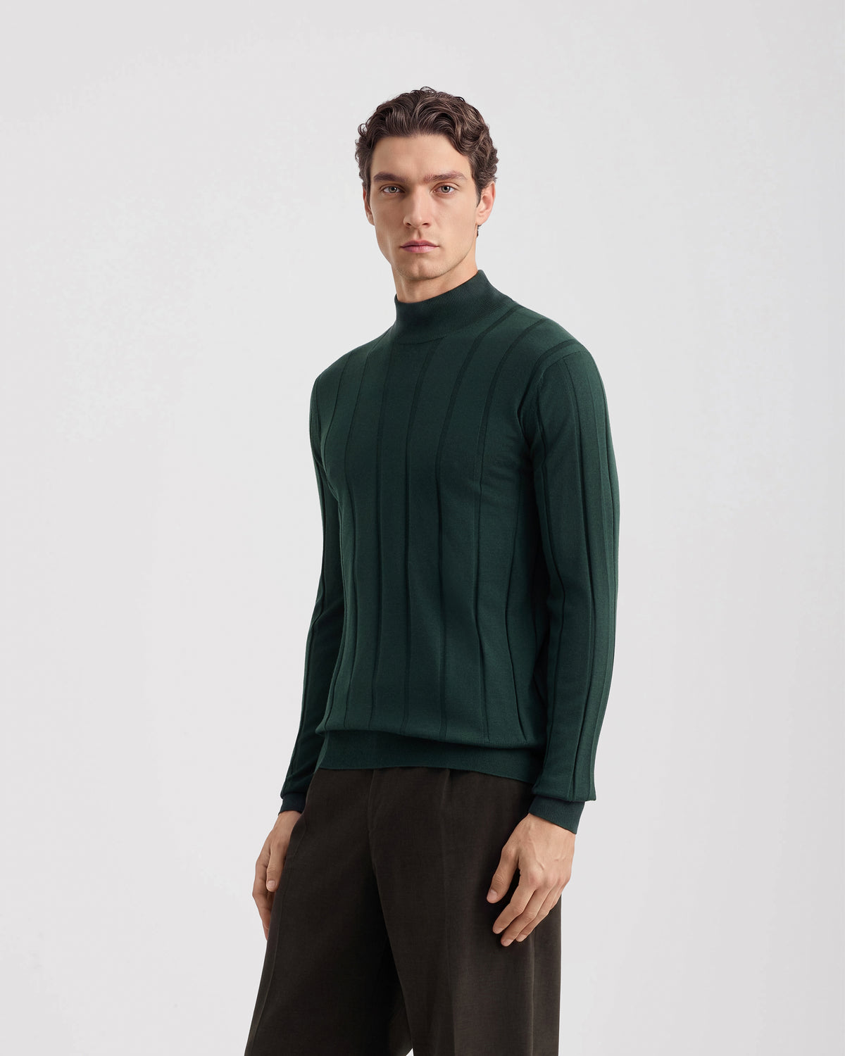 Mockneck sweater BOTTLE GREEN | Filippo De Laurentiis