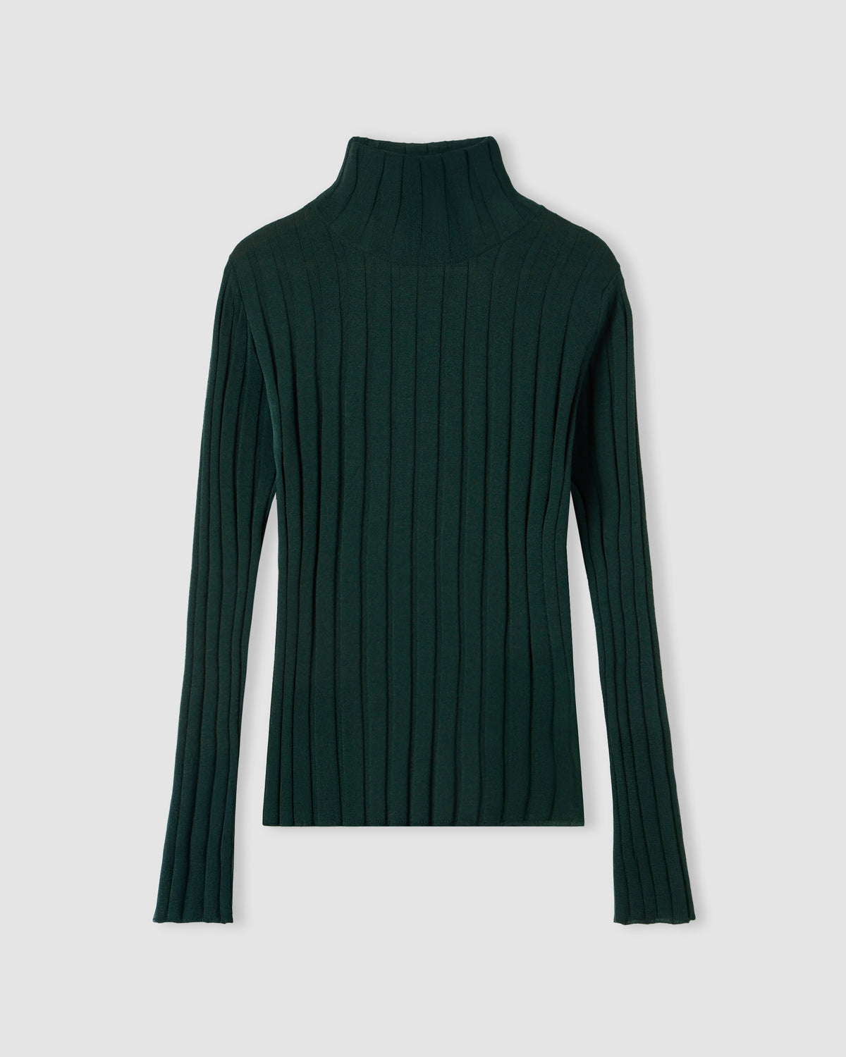 Long-sleeved ribbed mock neck sweater BOTTLE GREEN | Filippo De Laurentiis