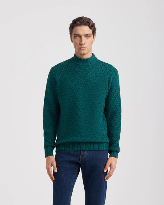Mock Neck sweater BOTTLE GREEN | Filippo De Laurentiis