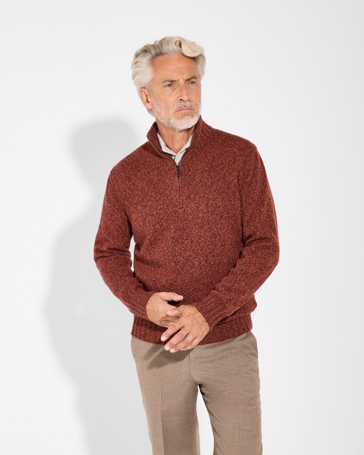 Maglia mezza zip moulinè