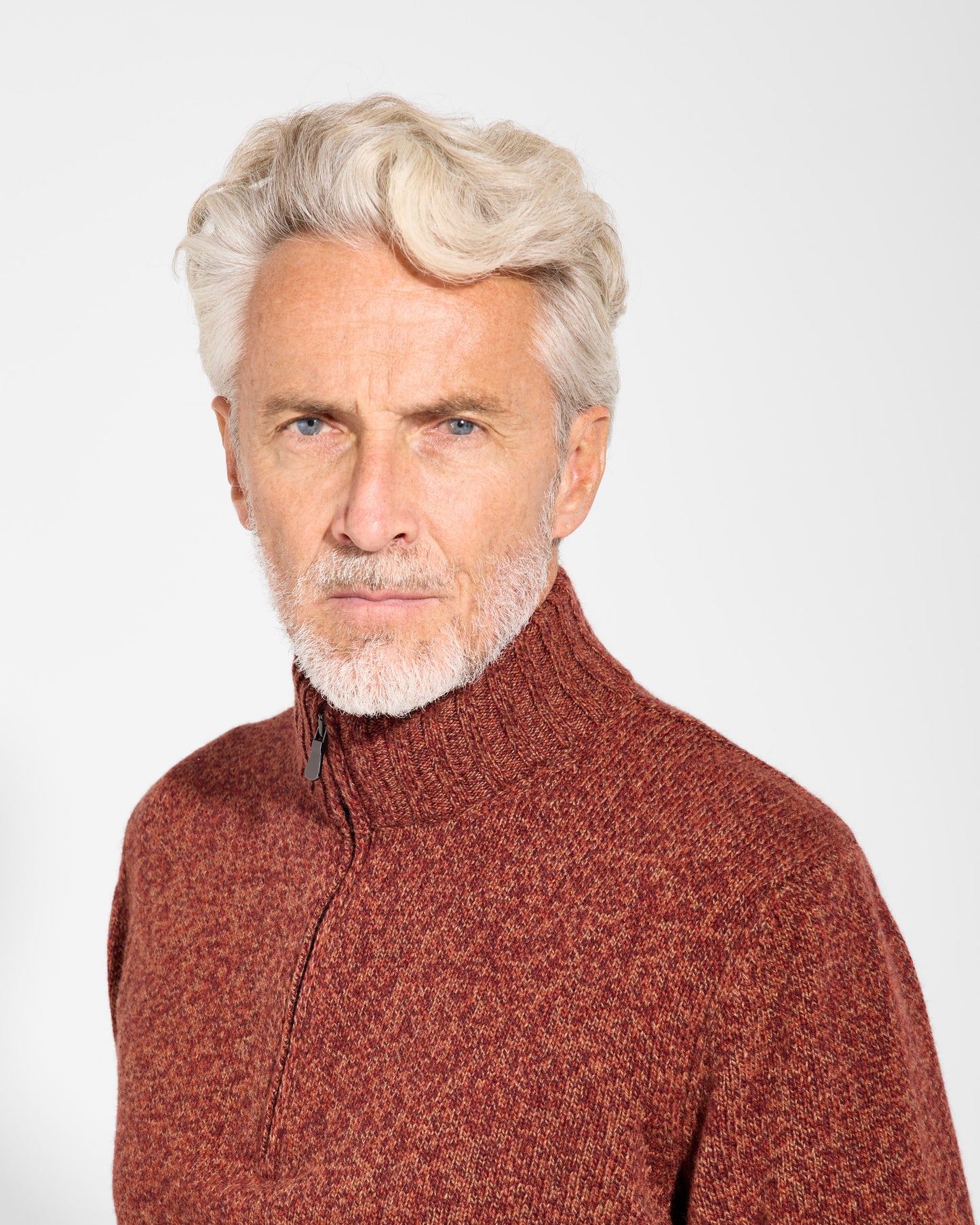 Maglia mezza zip moulinè