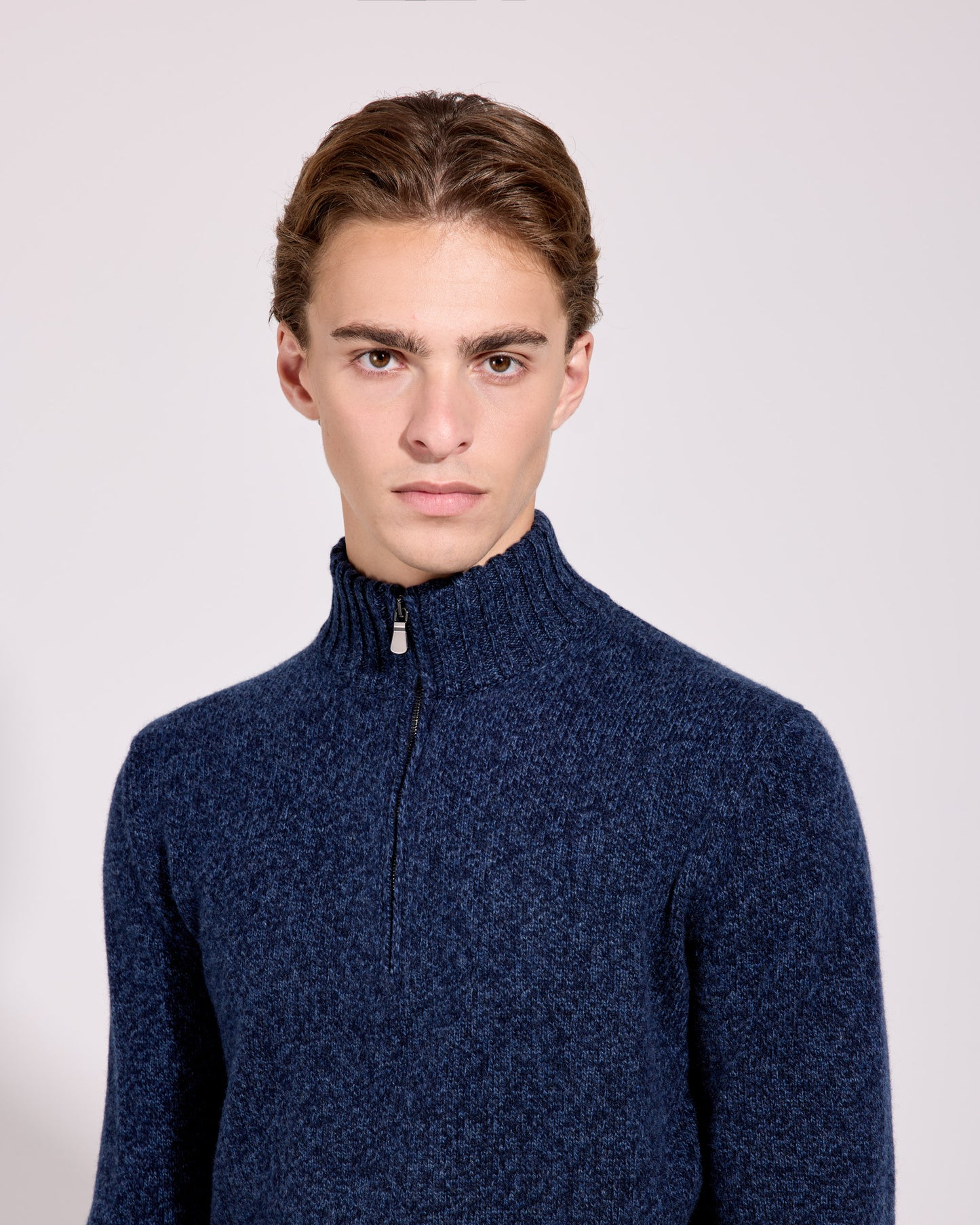 Maglia mezza zip moulinè