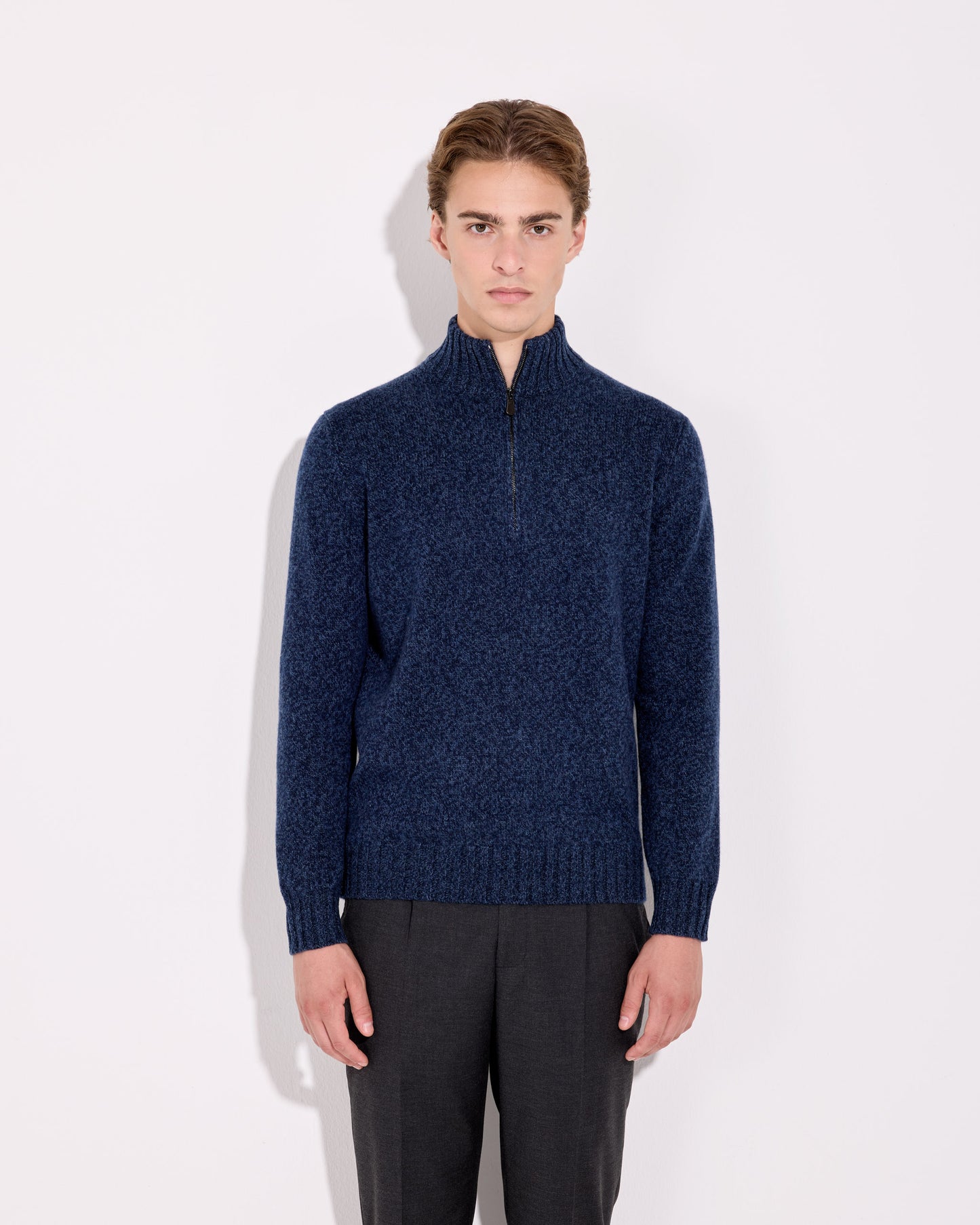 Maglia mezza zip moulinè