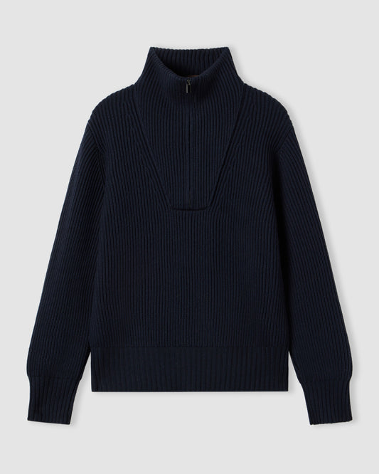 Long-sleeved half-zip sweater NAVY BLUE | Filippo De Laurentiis