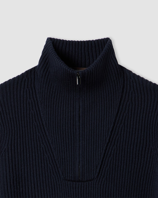 Long-sleeved half-zip sweater NAVY BLUE | Filippo De Laurentiis