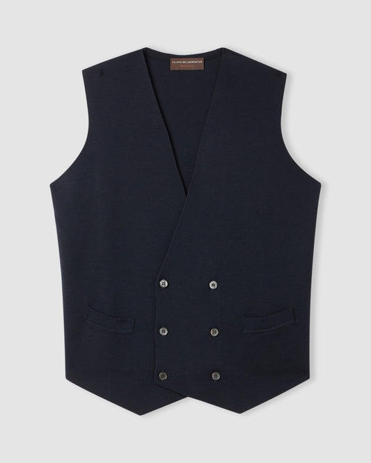 Double breasted vest NAVY BLUE | Filippo De Laurentiis