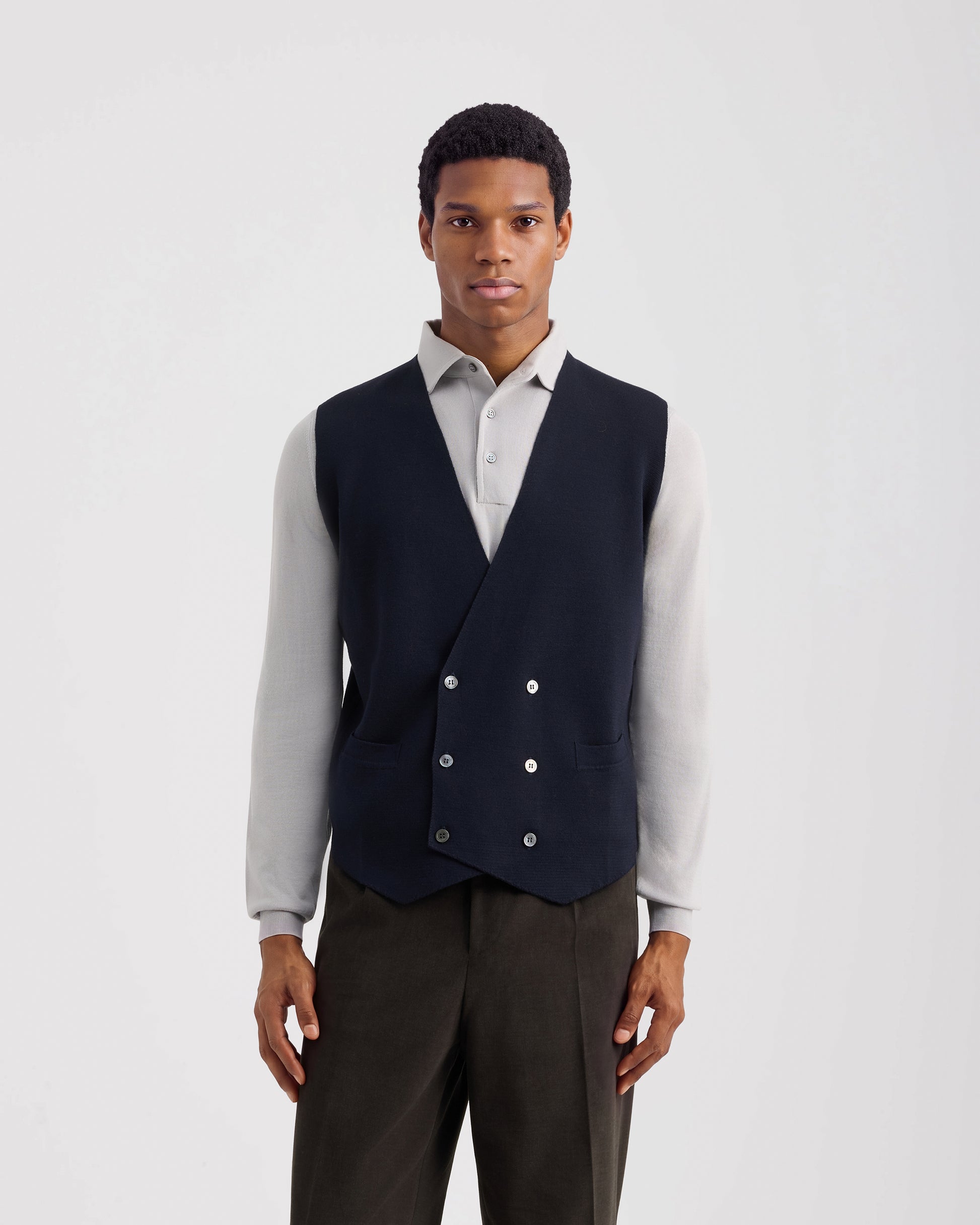 Double breasted vest NAVY BLUE | Filippo De Laurentiis