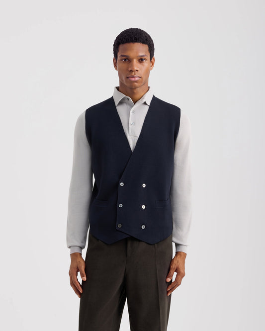 Double breasted vest NAVY BLUE | Filippo De Laurentiis