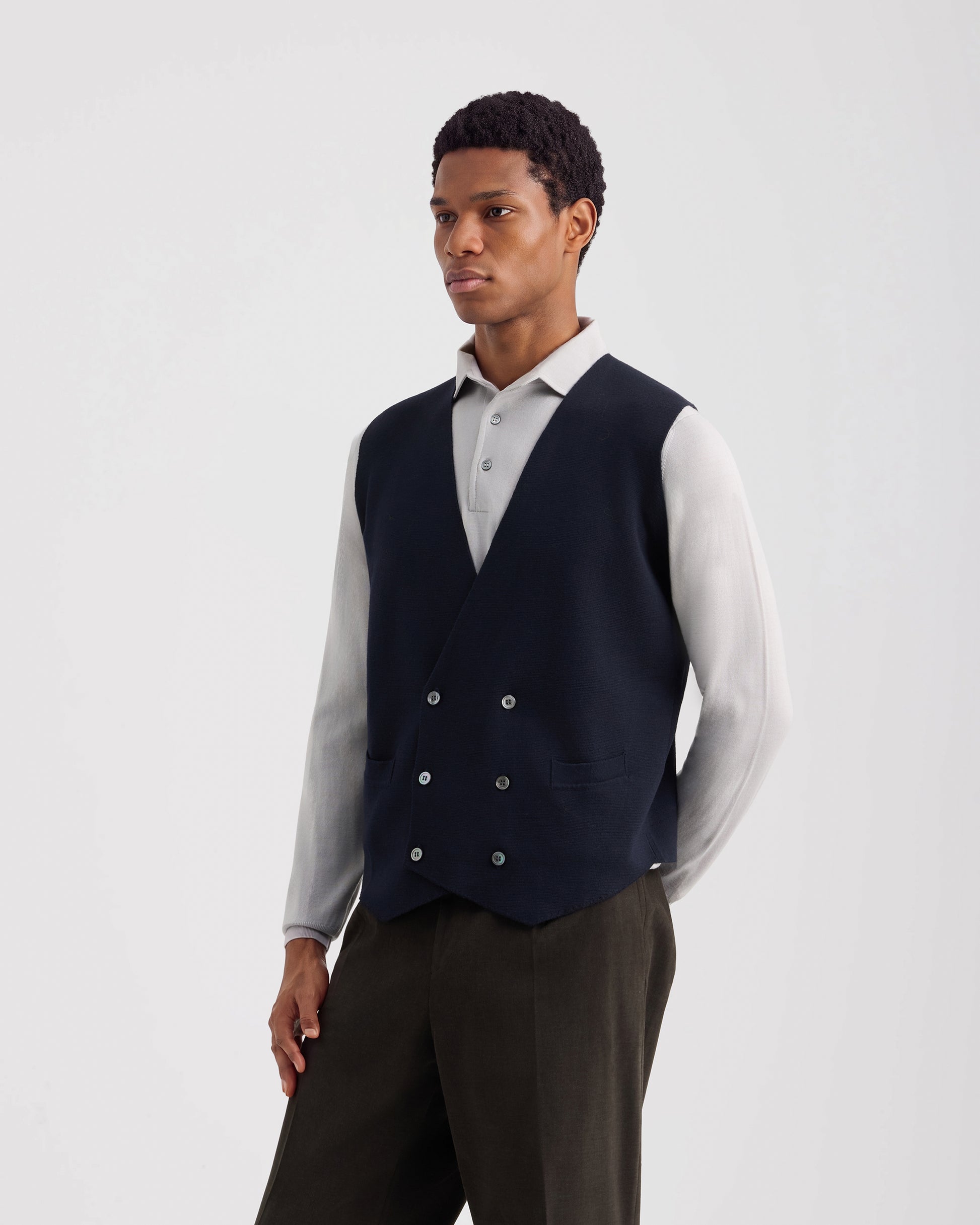 Double breasted vest NAVY BLUE | Filippo De Laurentiis