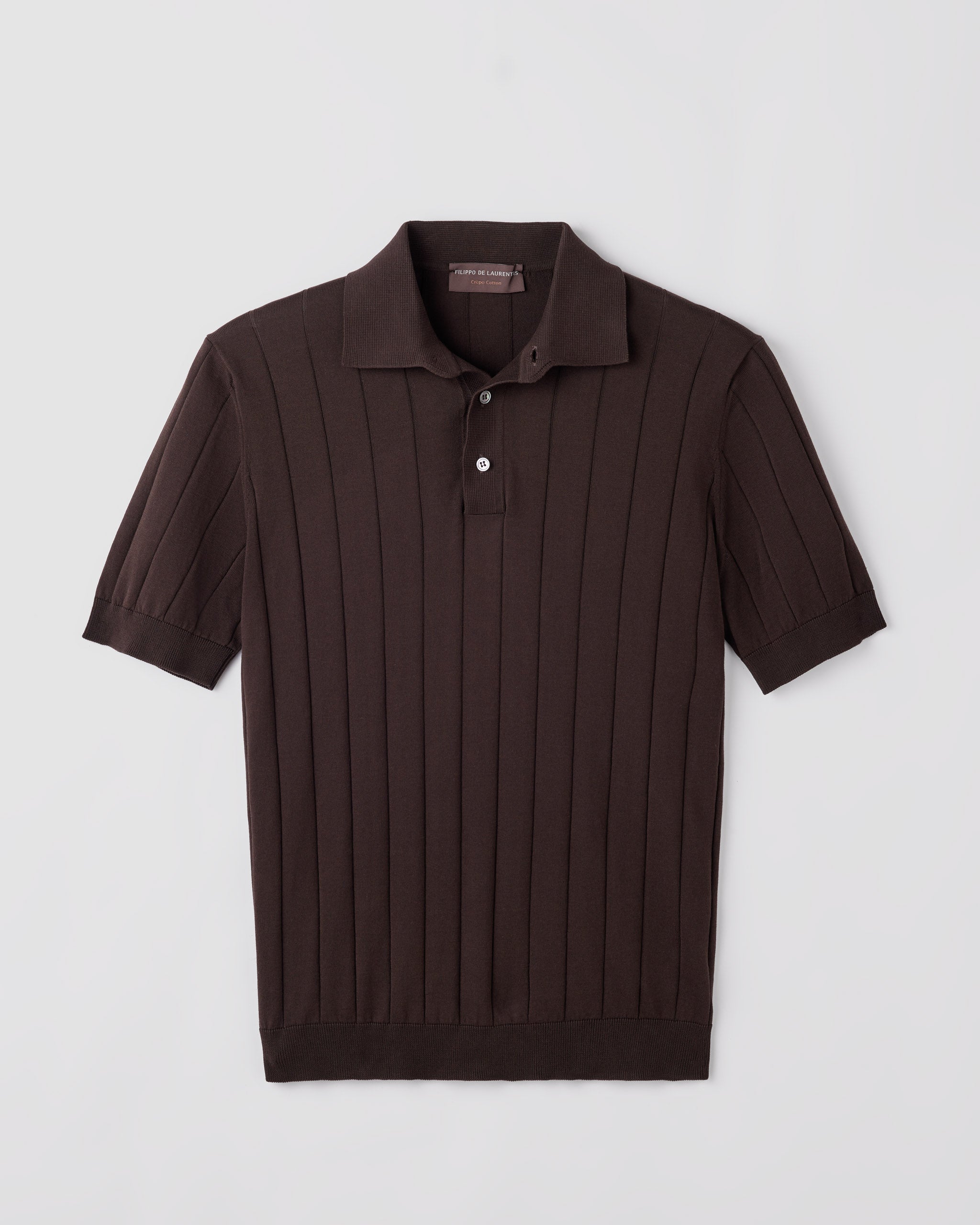 Men's Rice Stitch Crepe Cotton Polo brown – Filippo De Laurentiis