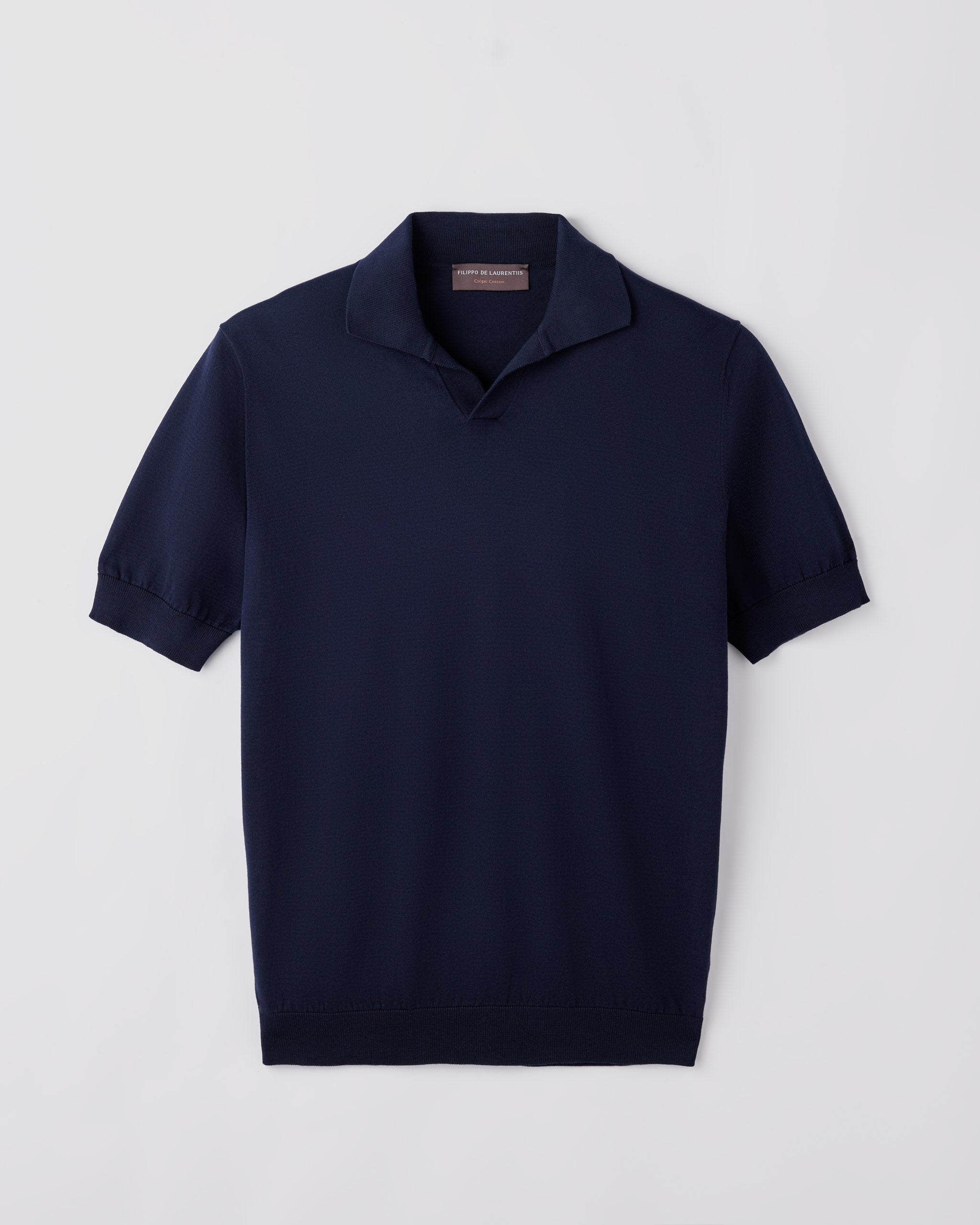 Men's Rice Stitch Crepe Cotton Skipper Polo navy blue – Filippo De