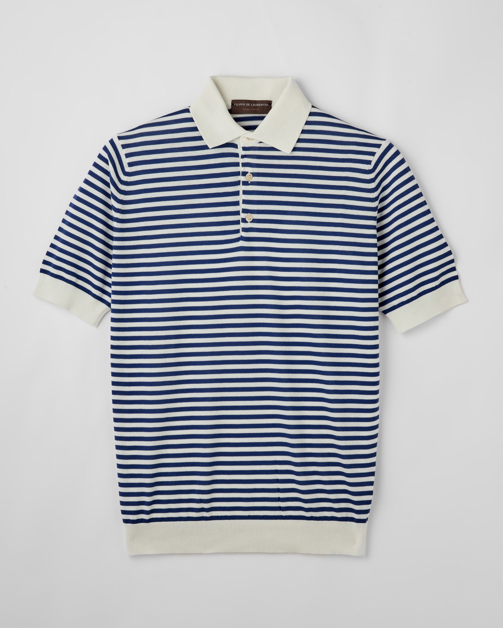 Short sleeve polo sweater latte-blu royal | Filippo De Laurentiis
