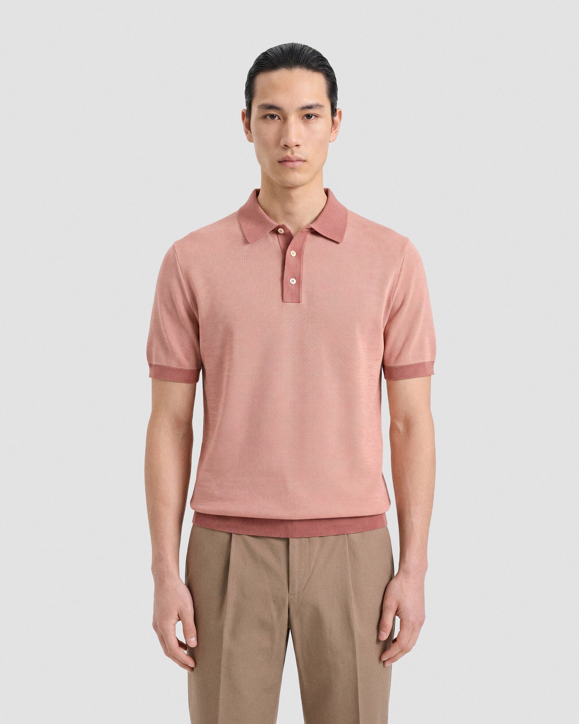 Short sleeve polo sweater PINK-MILK | Filippo De Laurentiis