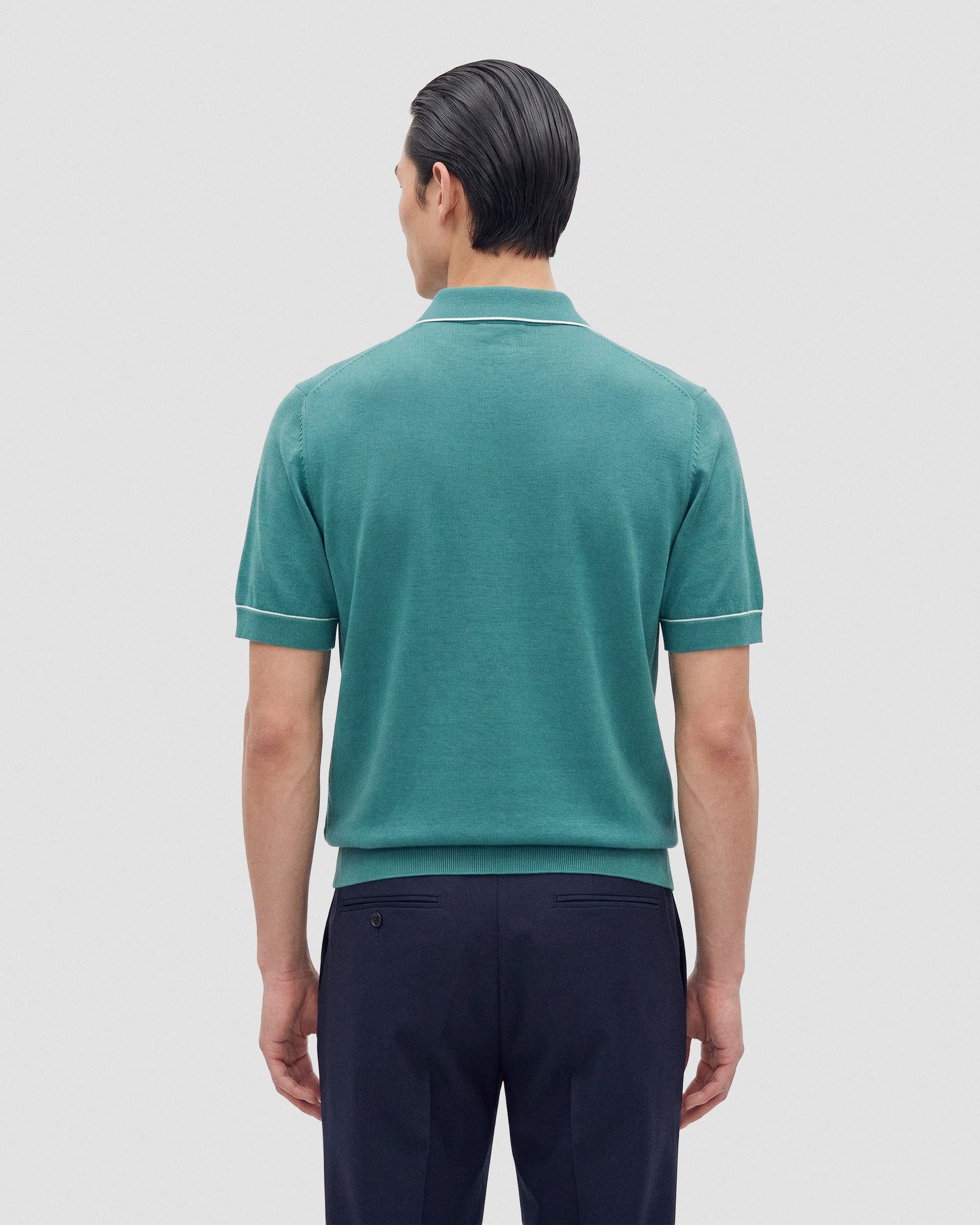 Polo manica corta turchese-bianco | Filippo De Laurentiis