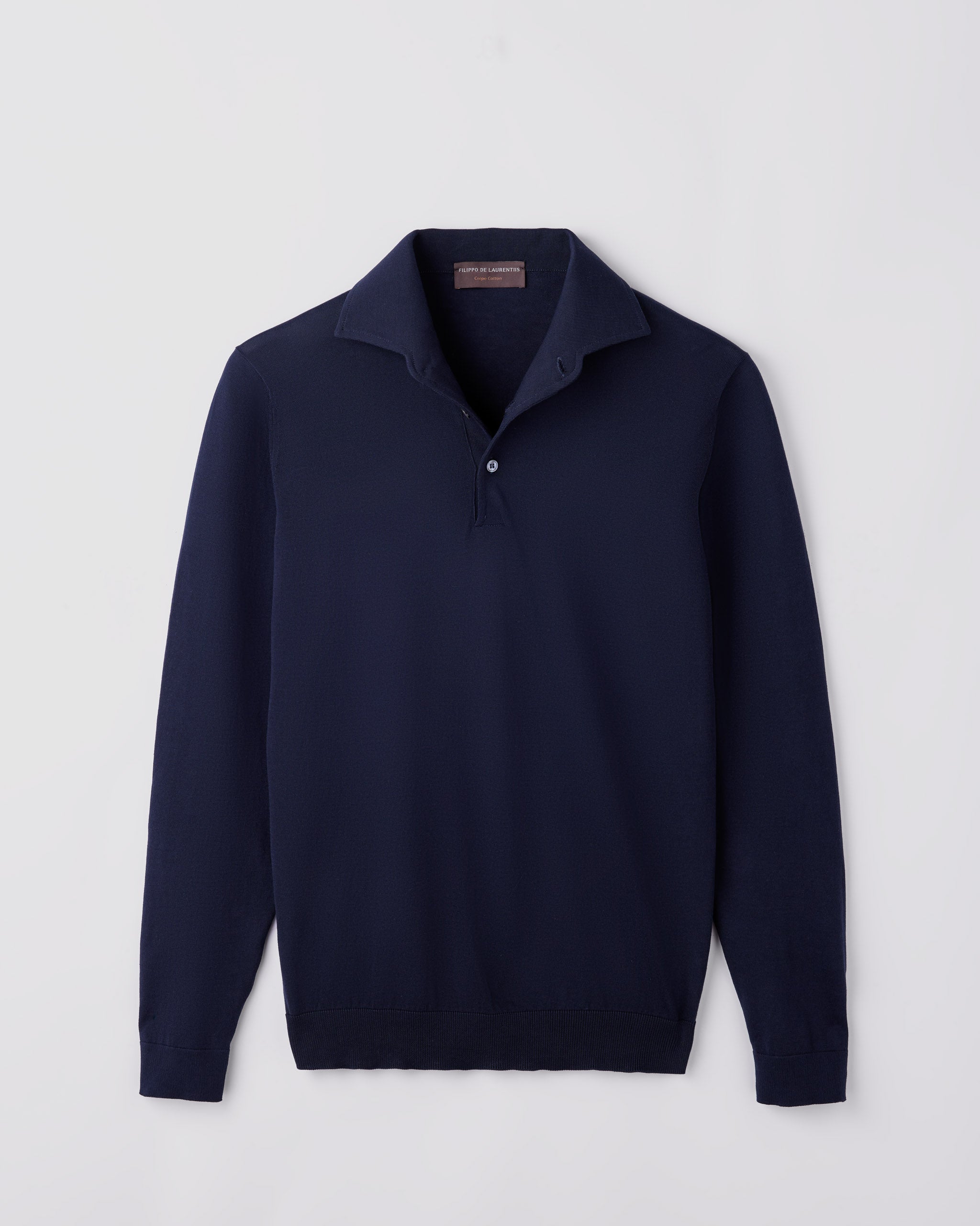 FILIPPO DE LAURENTIIS crepe cotton ポロ Men's Rice Stitch Crepe Cotton Polo navy blue – Filippo De Laurentiis