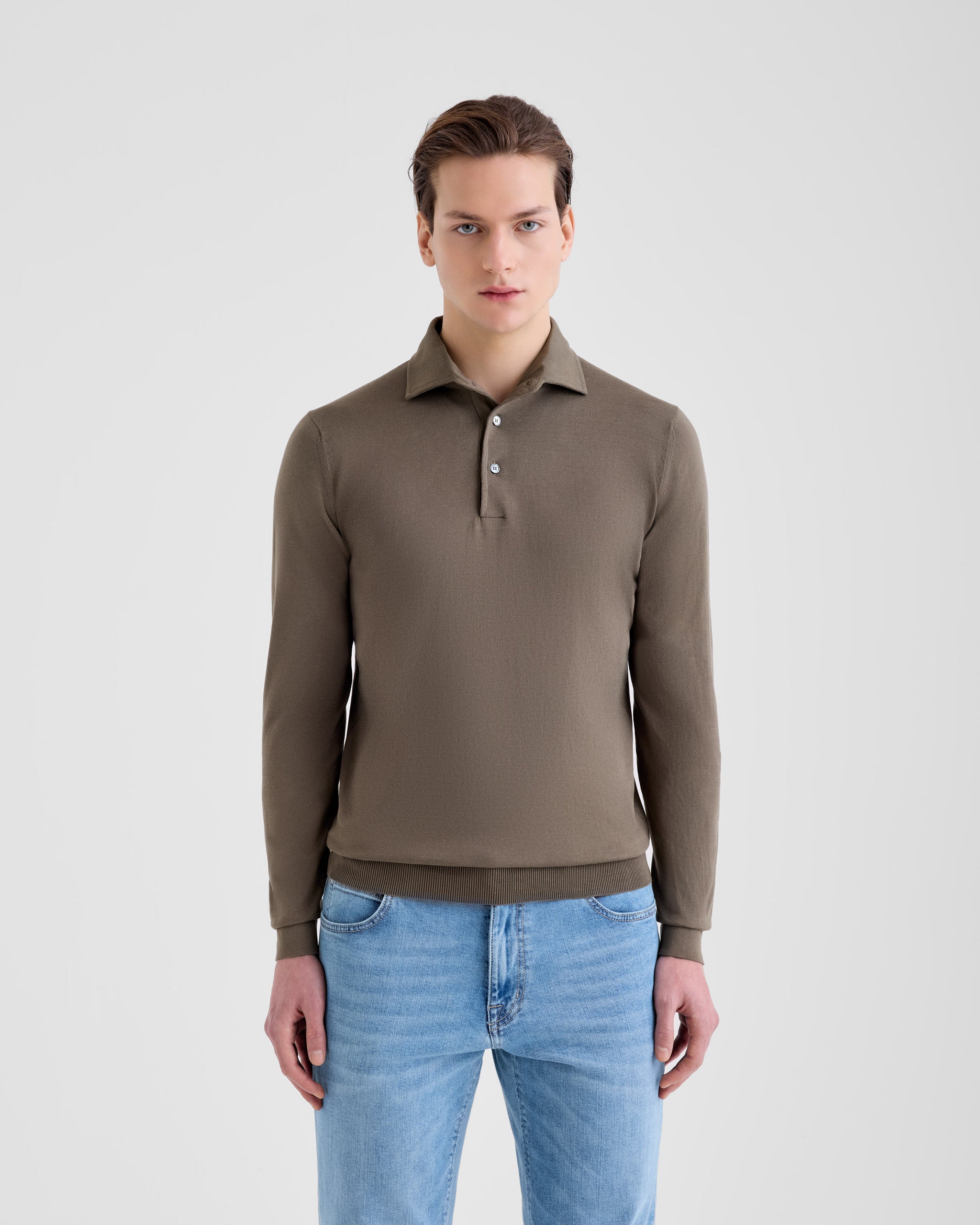 Men's Rice Stitch Crepe Cotton Polo navy blue – Filippo De Laurentiis