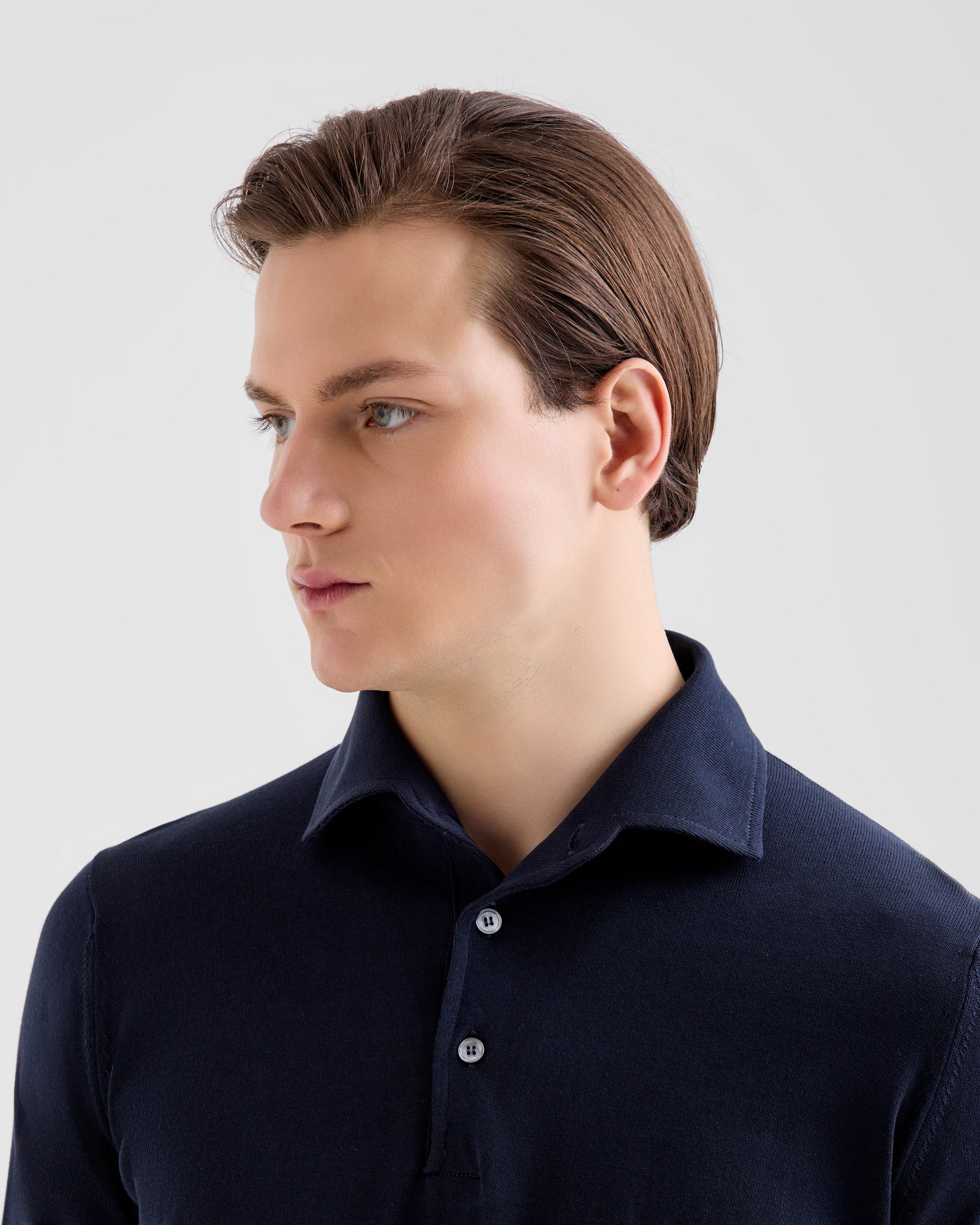 Men's Rice Stitch Crepe Cotton Polo navy blue – Filippo De Laurentiis