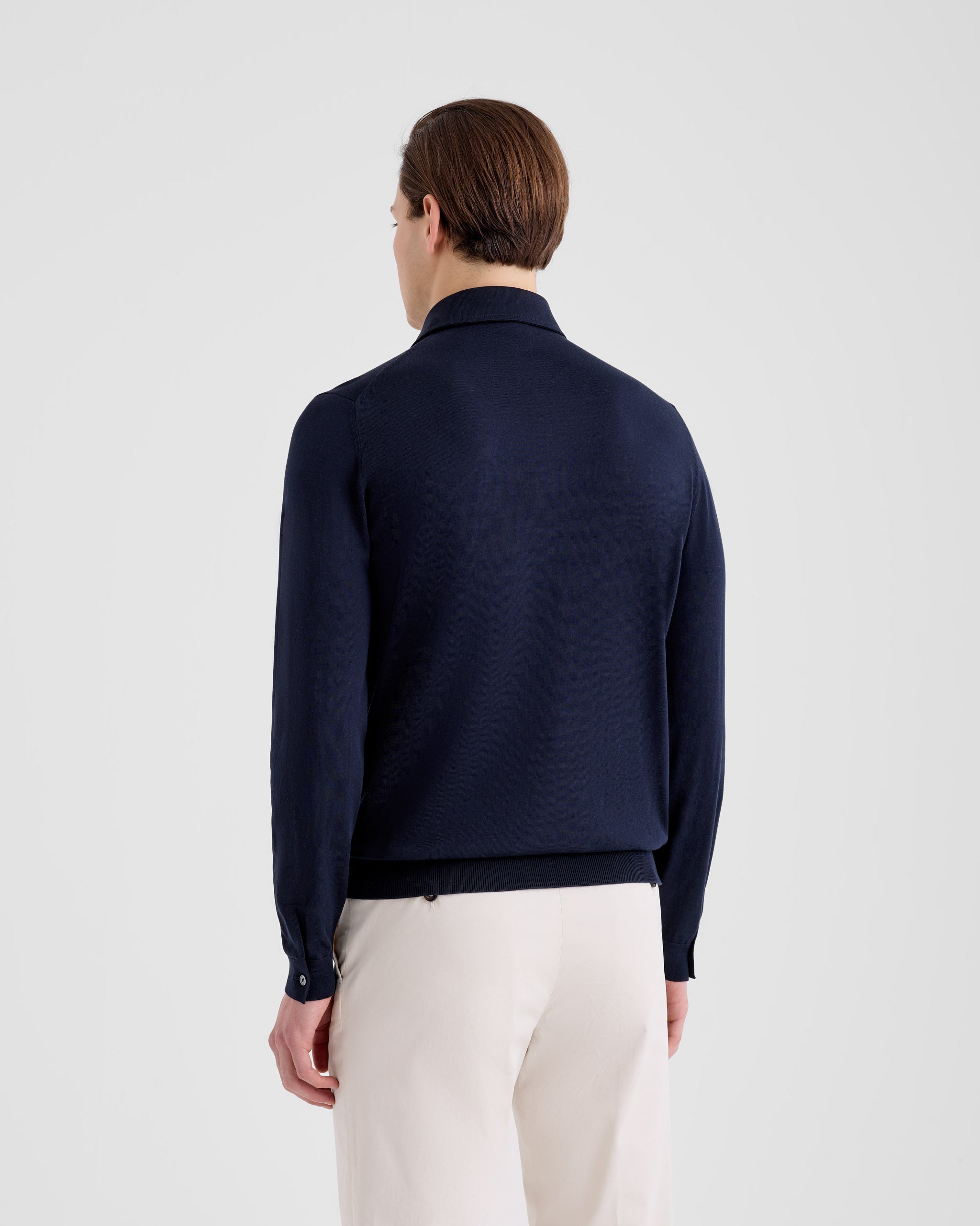 Men's Rice Stitch Crepe Cotton Polo navy blue – Filippo De Laurentiis