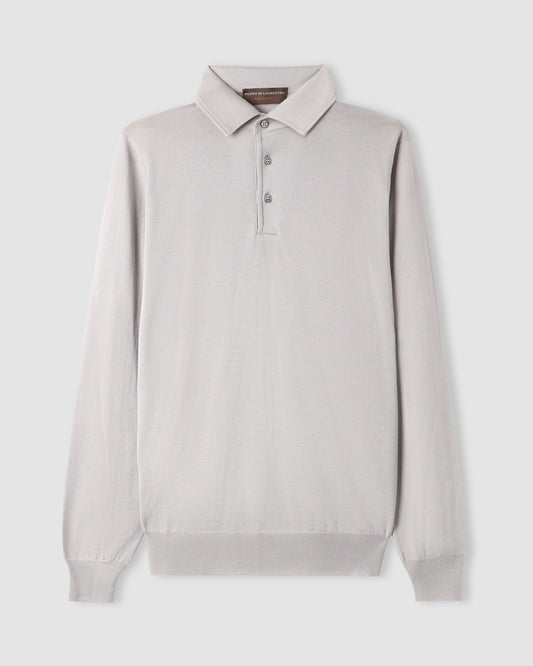 Long sleeve polo shirt with placket Grigio Chiaro | Filippo De Laurentiis