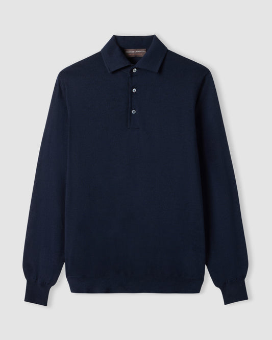 Polo collo con paramontura Blu navy | Filippo De Laurentiis