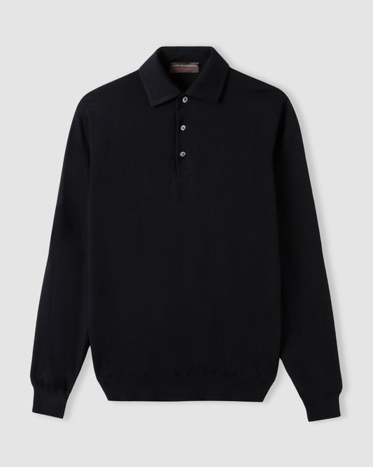 One piece collar polo sweater Black | Filippo De Laurentiis