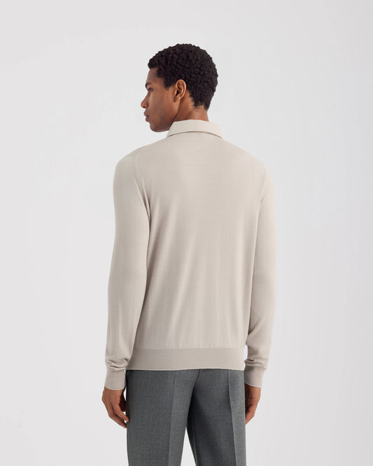 One piece collar polo sweater Beige | Filippo De Laurentiis