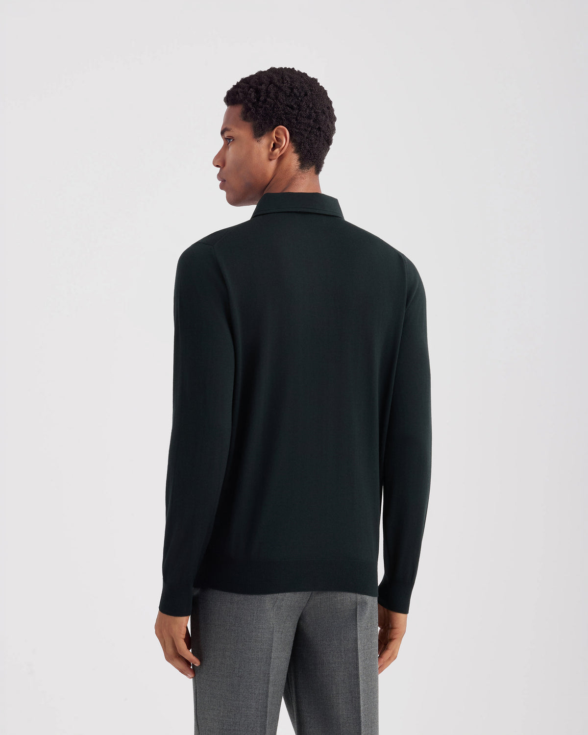 One piece collar polo sweater Dark green | Filippo De Laurentiis