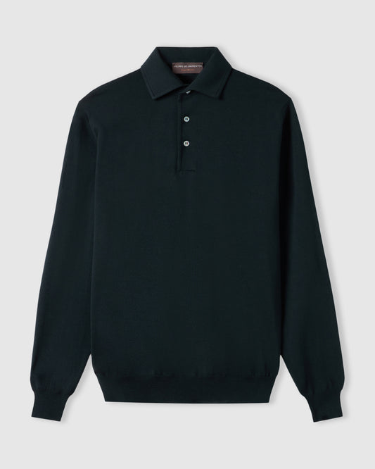 One piece collar polo sweater Dark green | Filippo De Laurentiis