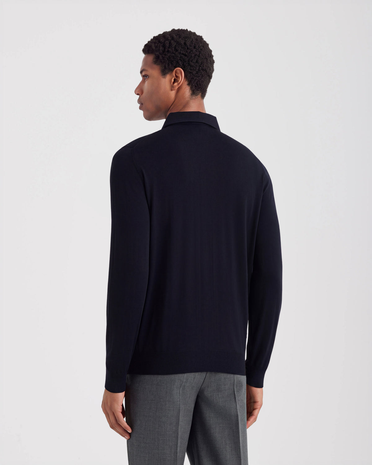 One piece collar polo sweater Navy blue | Filippo De Laurentiis