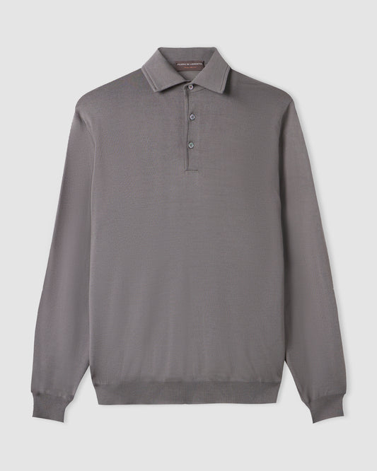 One piece collar polo sweater Taupe | Filippo De Laurentiis
