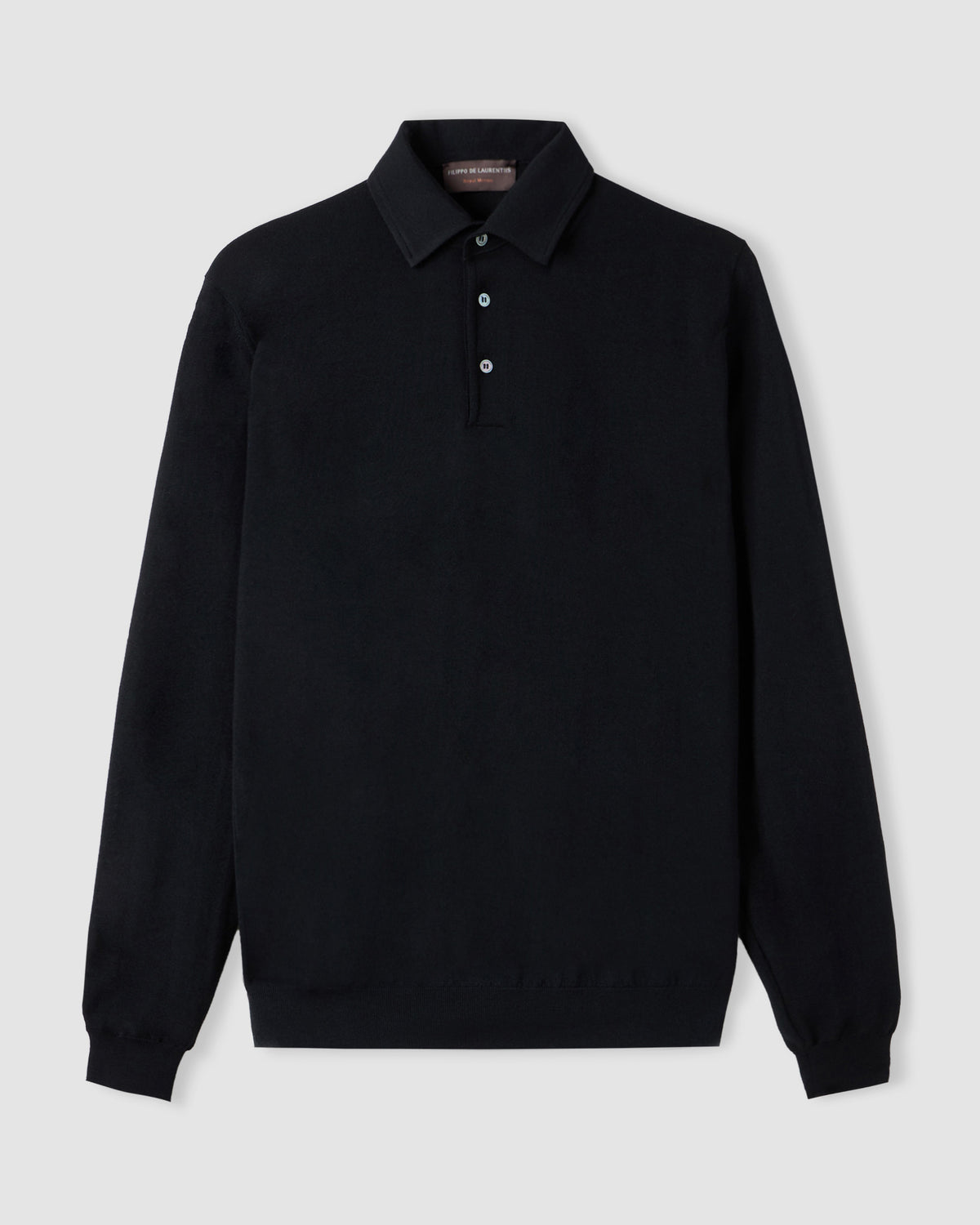 One piece collar polo sweater Black | Filippo De Laurentiis