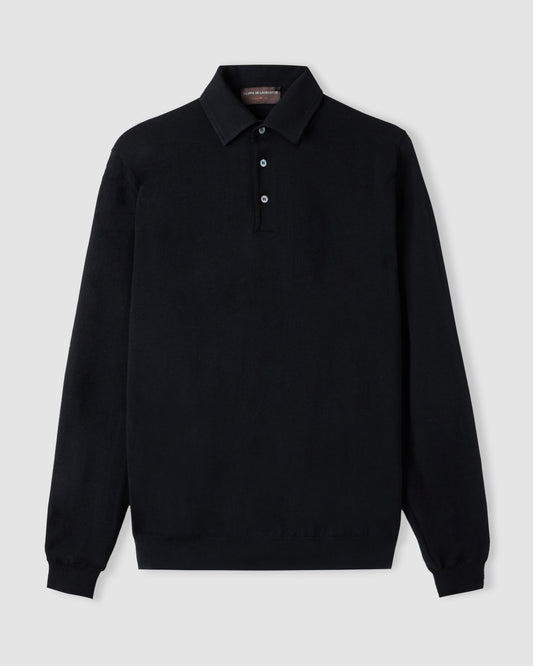 One piece collar polo sweater Black | Filippo De Laurentiis