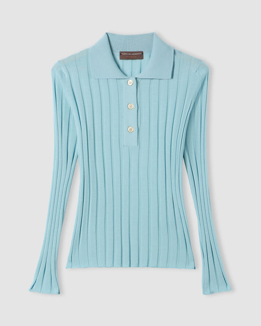 Polo manica lunga a coste Tiffany | Filippo De Laurentiis