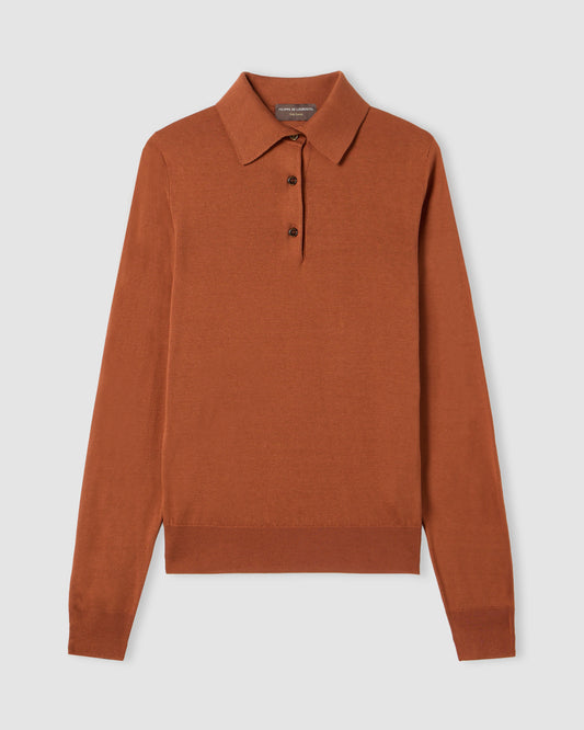 Long-sleeved polo shirt DARK CAMEL | Filippo De Laurentiis