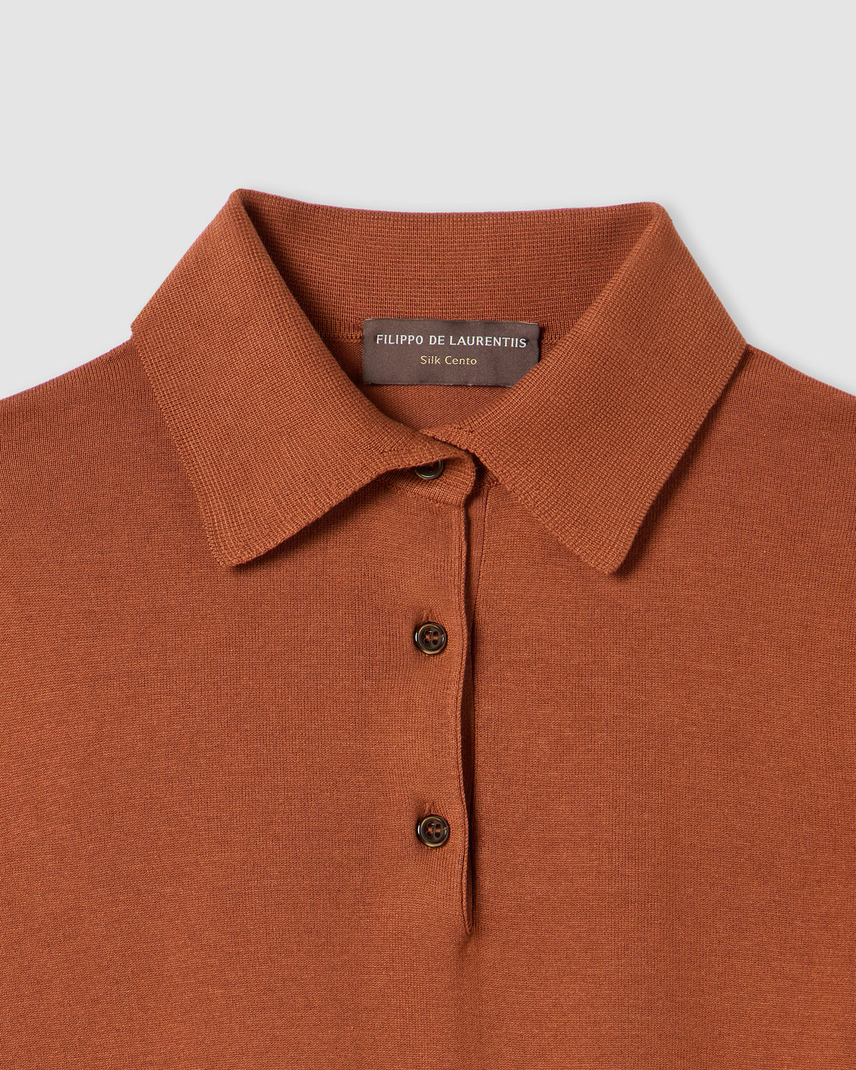 Long-sleeved polo shirt DARK CAMEL | Filippo De Laurentiis