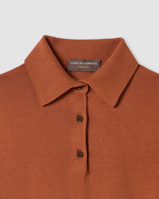 Long-sleeved polo shirt DARK CAMEL | Filippo De Laurentiis