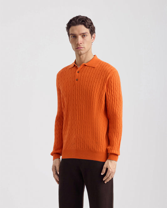 Long sleeve polo shirt ORANGE | Filippo De Laurentiis