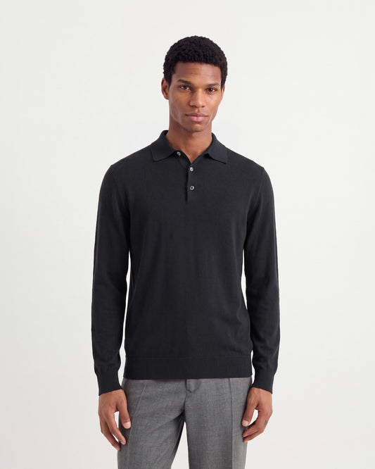 Long sleeved polo shirt Charcoal grey | Filippo De Laurentiis