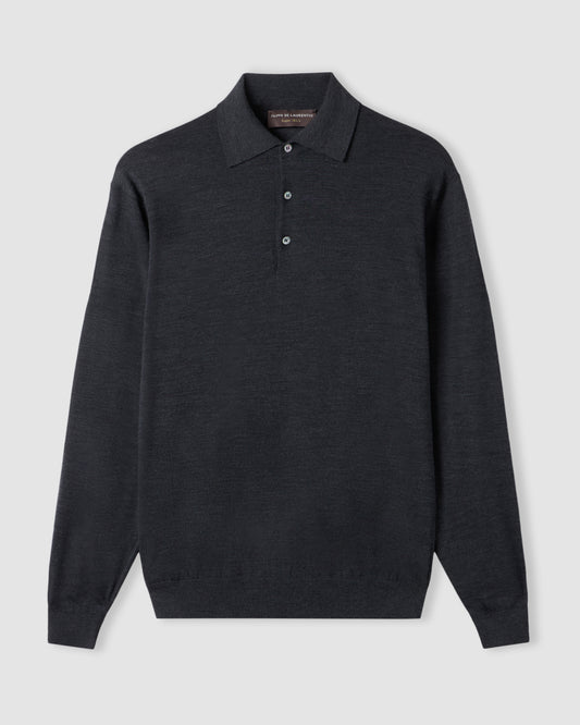Long sleeved polo shirt Charcoal grey | Filippo De Laurentiis