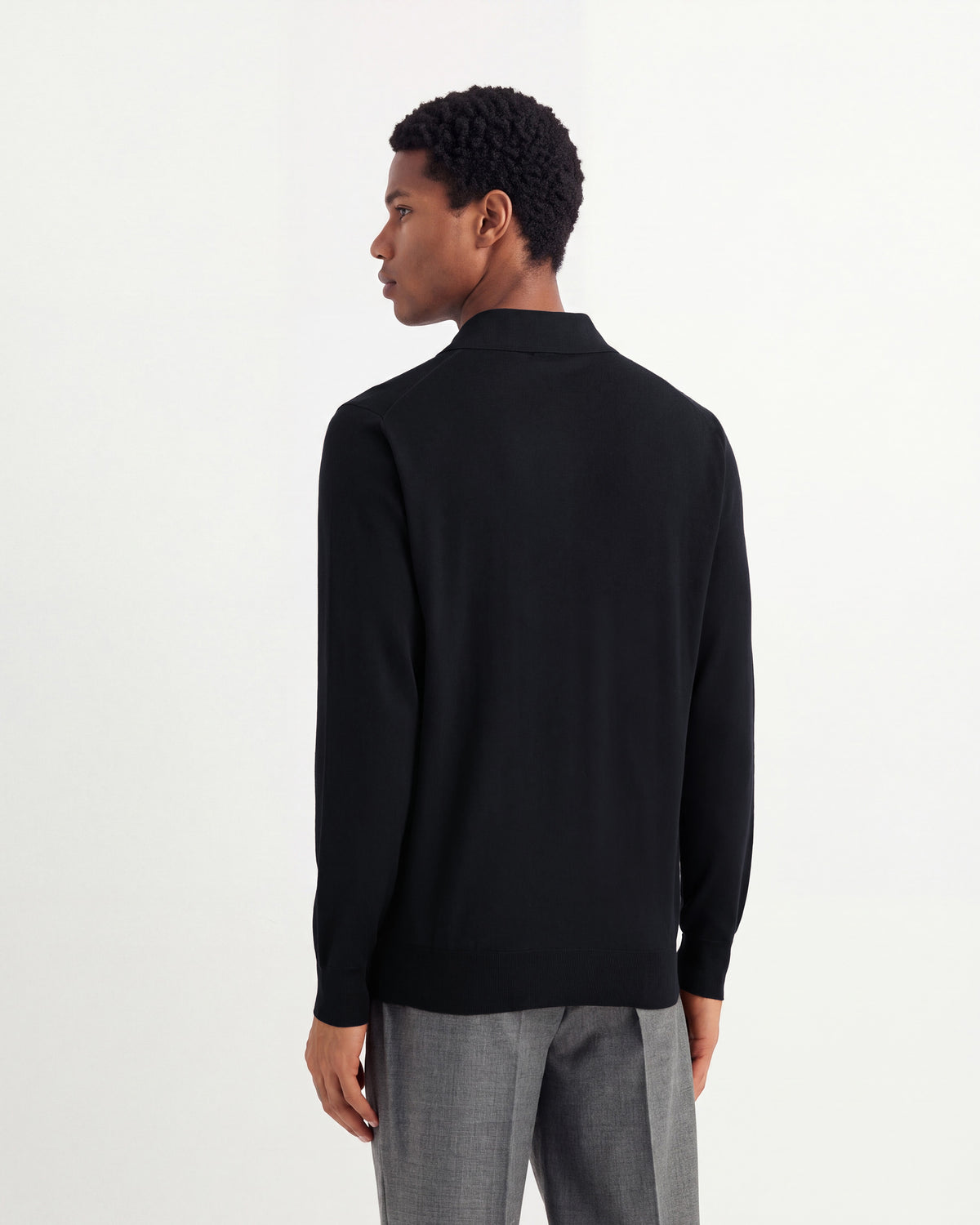 Long sleeved polo shirt Black | Filippo De Laurentiis