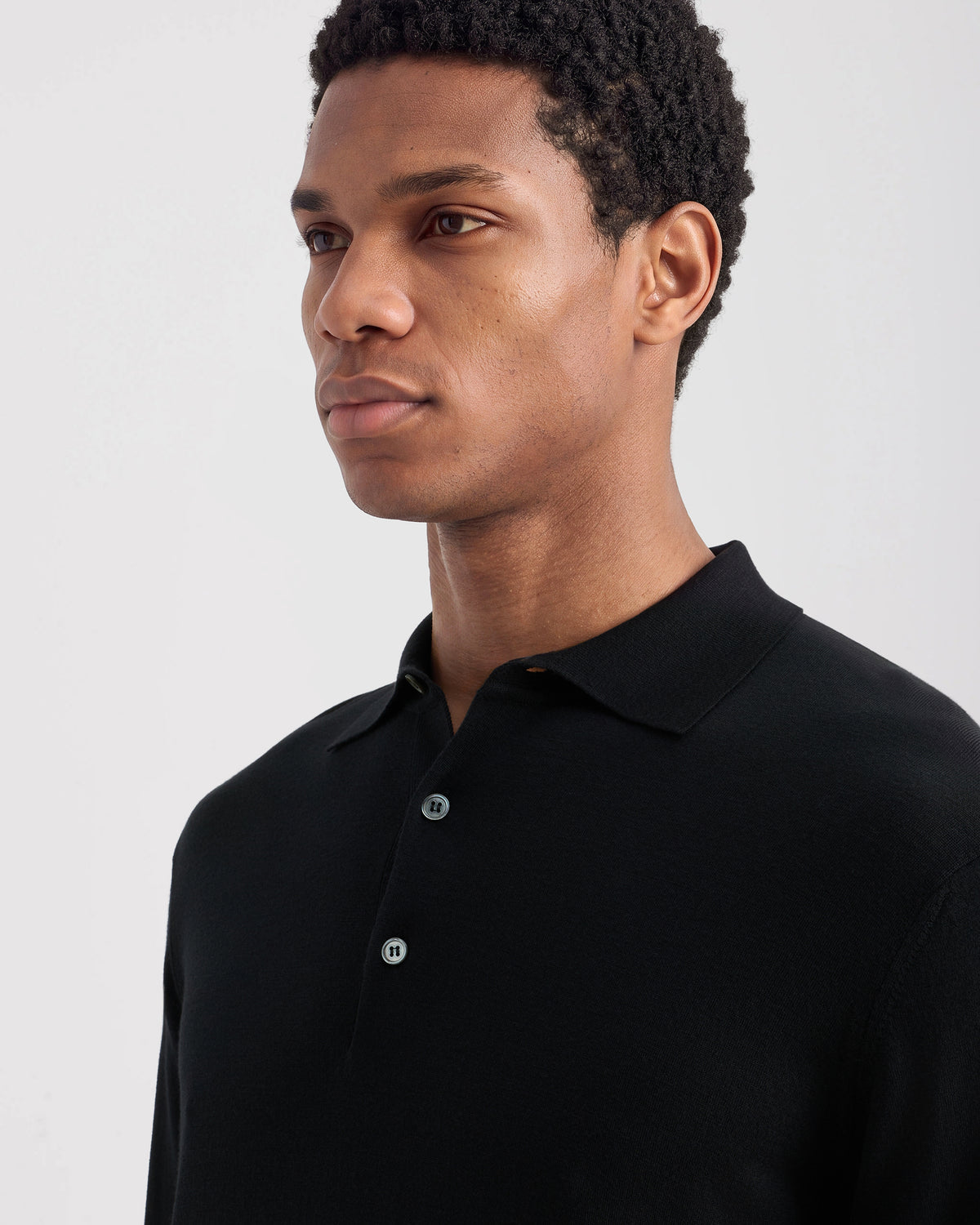 Long sleeved polo shirt Black | Filippo De Laurentiis