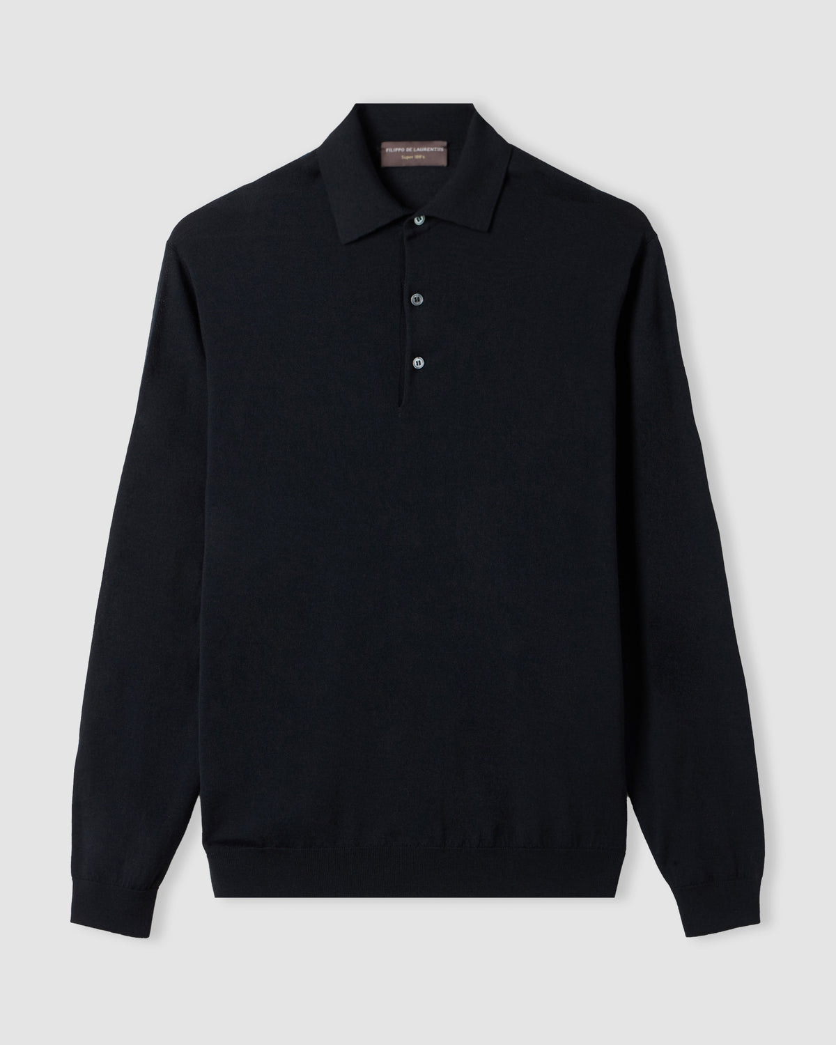 Long sleeved polo shirt Black | Filippo De Laurentiis