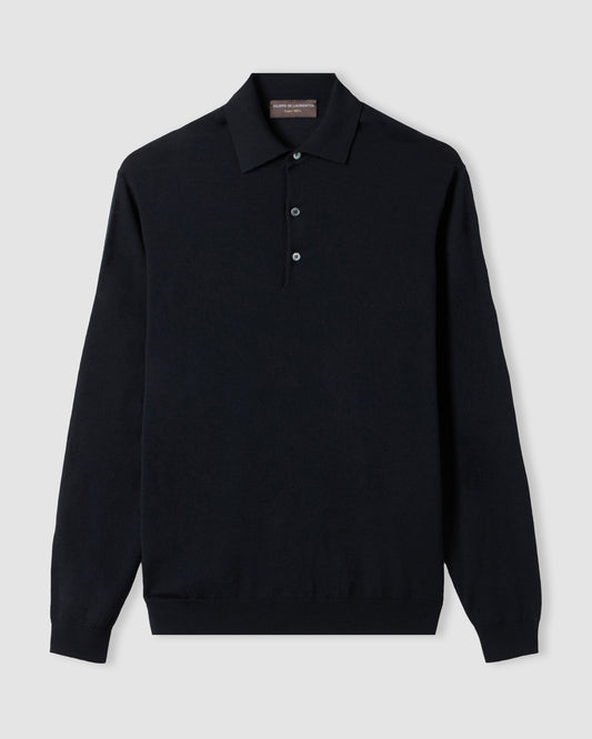 Long sleeved polo shirt Black | Filippo De Laurentiis