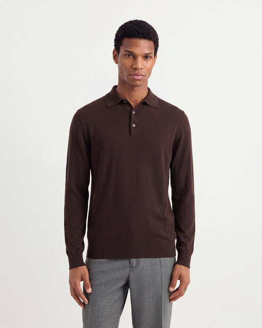 Long sleeved polo shirt Brown | Filippo De Laurentiis
