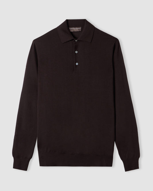 Long sleeved polo shirt Brown | Filippo De Laurentiis