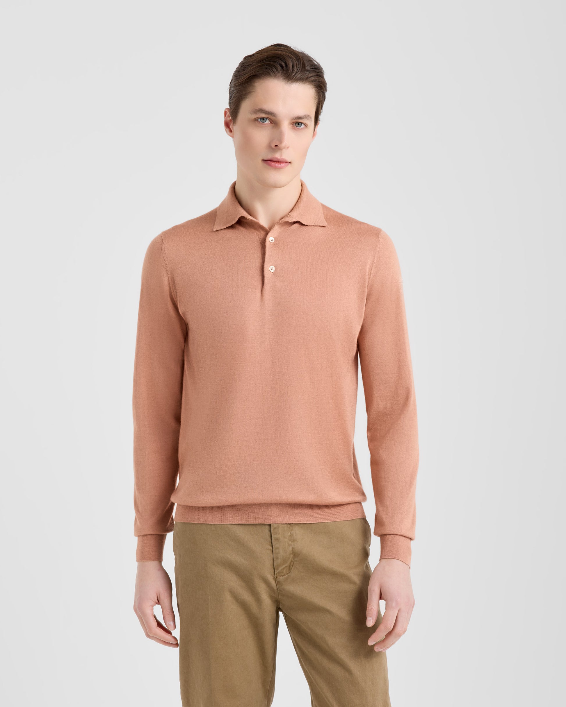 Maglia polo manica lunga Pesca | Filippo De Laurentiis