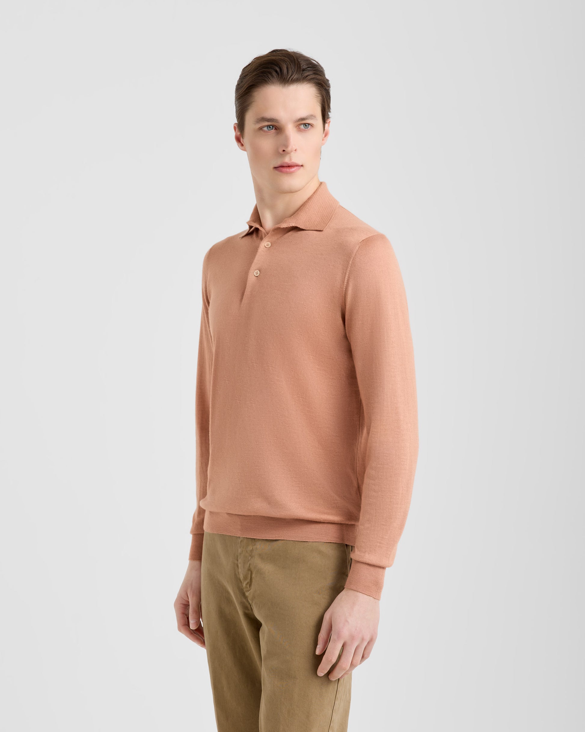 Maglia polo manica lunga Pesca | Filippo De Laurentiis